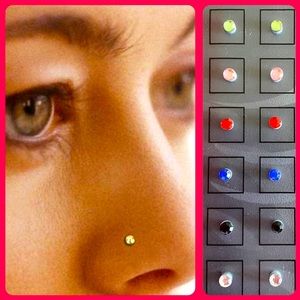 🆕Jewel Magnetic 🧲 Faux Nose/Labret/Monroe/Ear Stud (Set) Various Colors